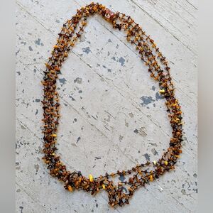 Vintage Multi-Strand Baltic Amber Chip Necklace / Wrap Bracelet